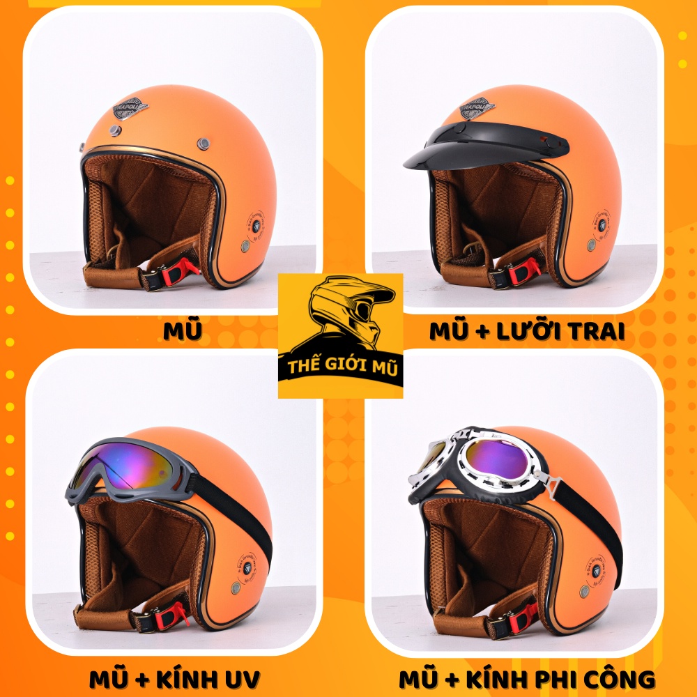 Mũ bảo hiểm 3/4 Napoli chính hãng có kính phi công,uv,nón bảo hiểm 3 4 đầu nam nữ đội được,thế giới mũ,mẫu mới nhất 2023