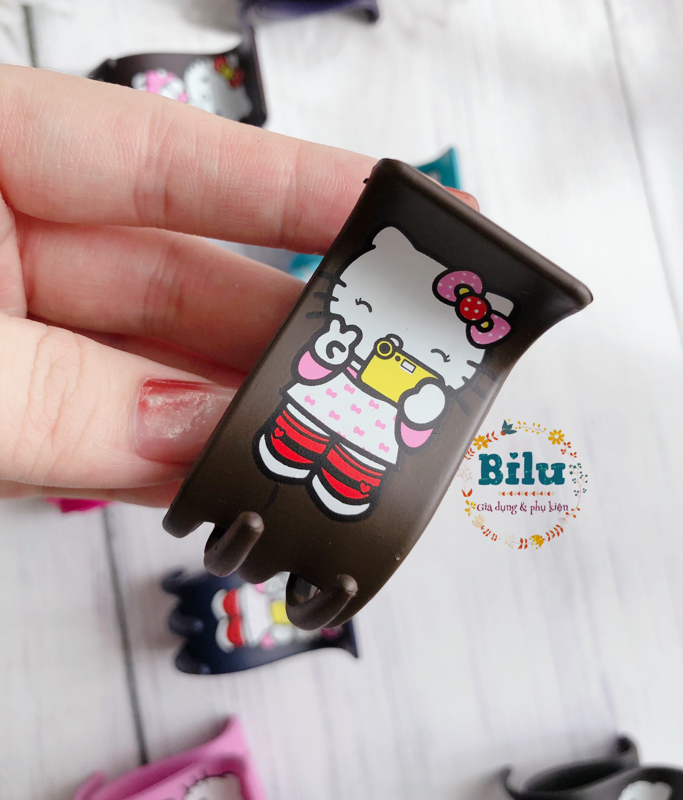 Kẹp tóc càng cua 5 răng hình mèo kitty nhiều màu