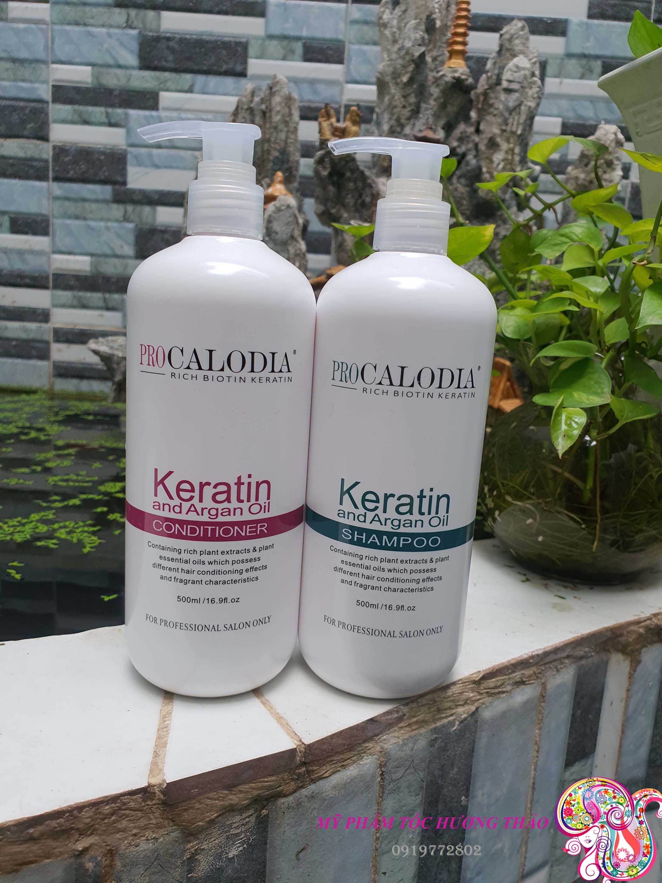 BỘ DẦU GỘI XÃ CALODIA KERATIN PHỤC HỒI TÓC HƯ TỔN NẶNG 500ML