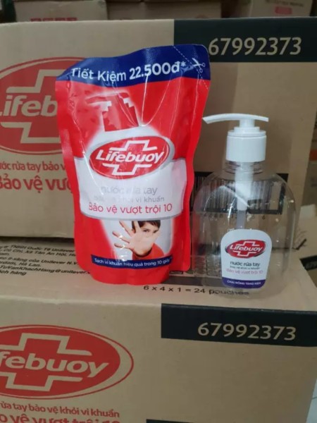 Combo Nước rửa tay Lifebuoy túi 450g và bình đựng 500ml