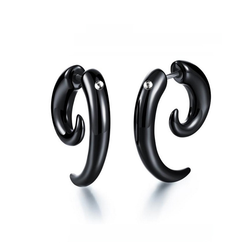 Earrings titanium buffalo horn Kpop ultra high
