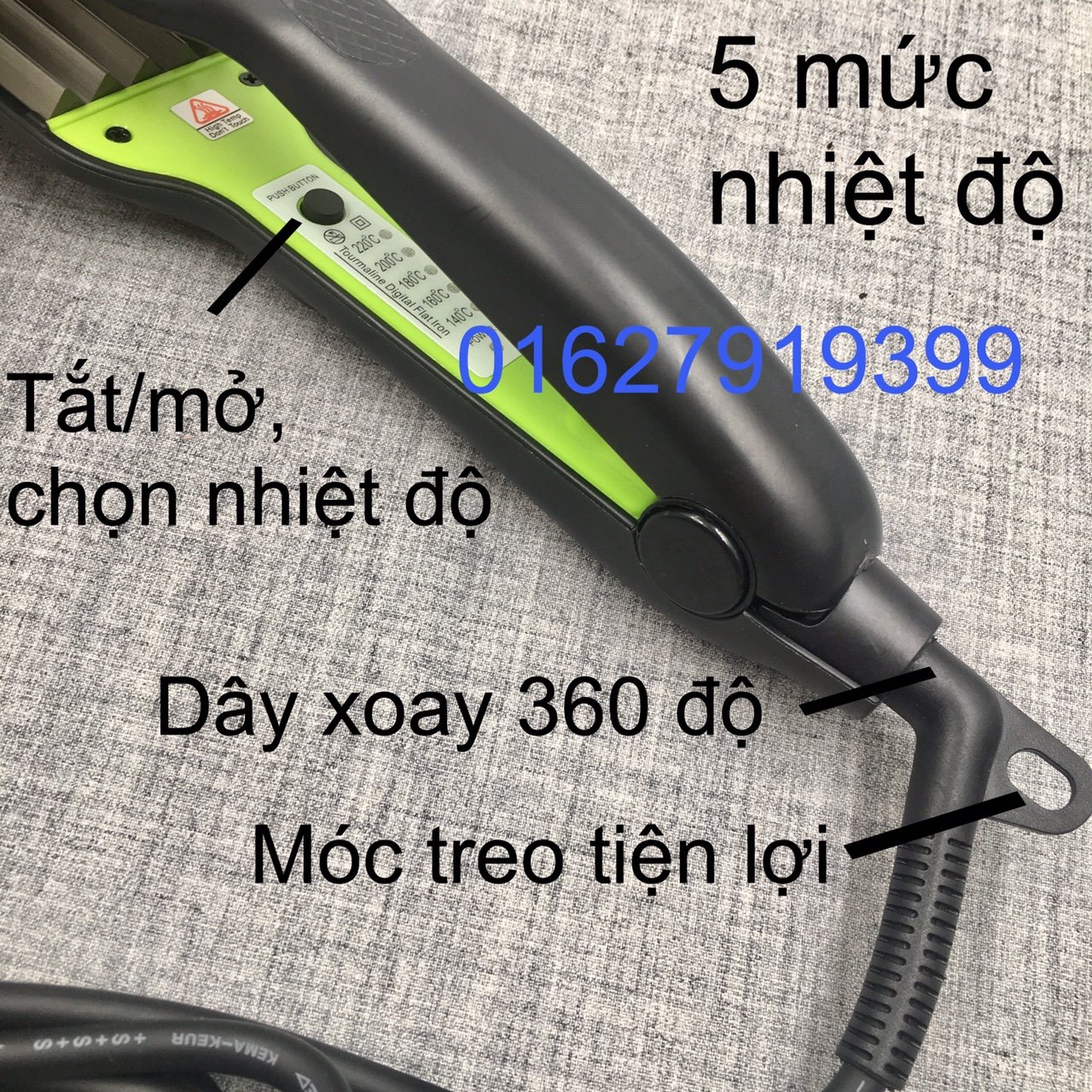 Máy bấm tóc PRO 303 cao cấp - Chất liệu hợp kim phủ ceramic chống hư hại tóc - 5 mức chỉnh nhiệt 140-220 độ - Dây xoay 360 độ - Kích thước 27cm x 4.5x10.5cm - Công suất 45W-80W - Bảo hành 06 tháng