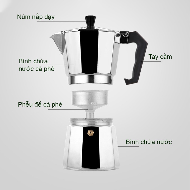 Bình đun pha cà phê 3 Cup-150 ml kiểu pha theo phong cách Châu Âu