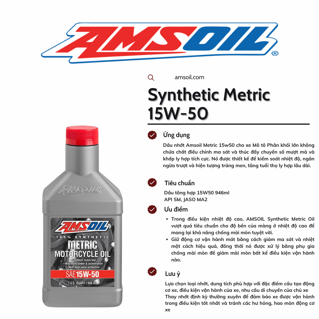 Dầu nhớt Amsoil Metric 15W50 946ml