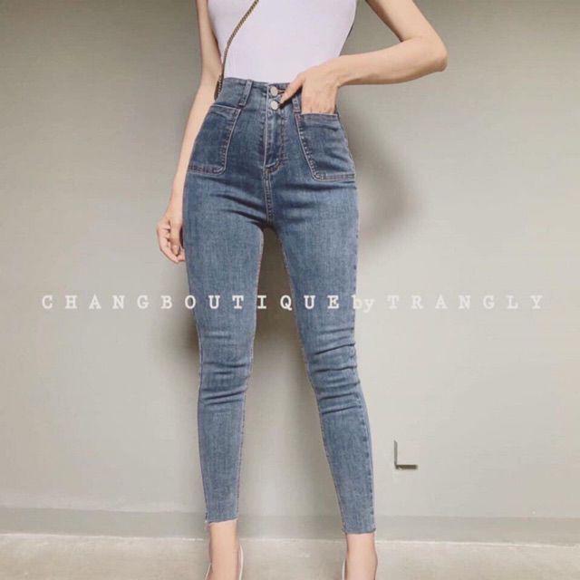 Quần Bò Jean 2 cúc túi vuông chất đẹp..