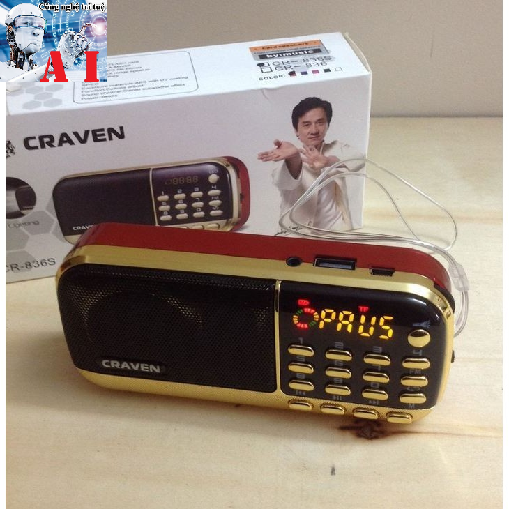 Loa caraven bkk cr 836s - b836 nghe thẻ nhớ usb radio nghe kinh phật - pin siêu trâu