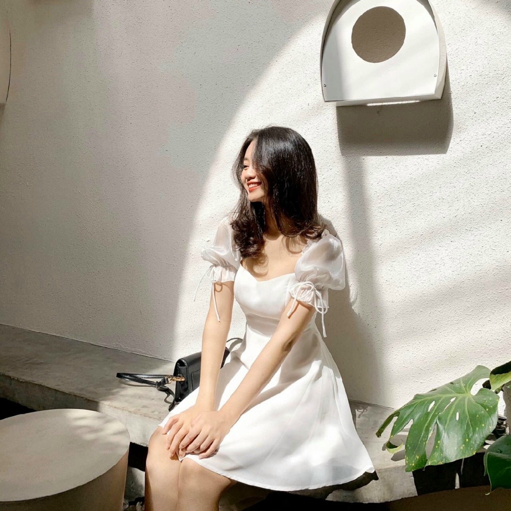 Đầm trắng dự tiệc dáng xòe siêu hot