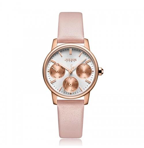 ĐỒNG HỒ NỮ JS-023B JULIUS STAR HÀN QUỐC DÂY DA (HỒNG)
