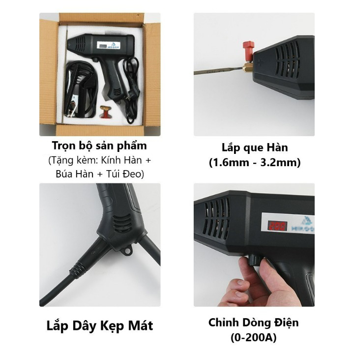 Máy Hàn Điện Tử Mini SANPU LINE MMA-250IGBT, Hàn Que 1.6-3.2mm, Công suất 3KV x 220V, Lõi Đồng, INVERTER