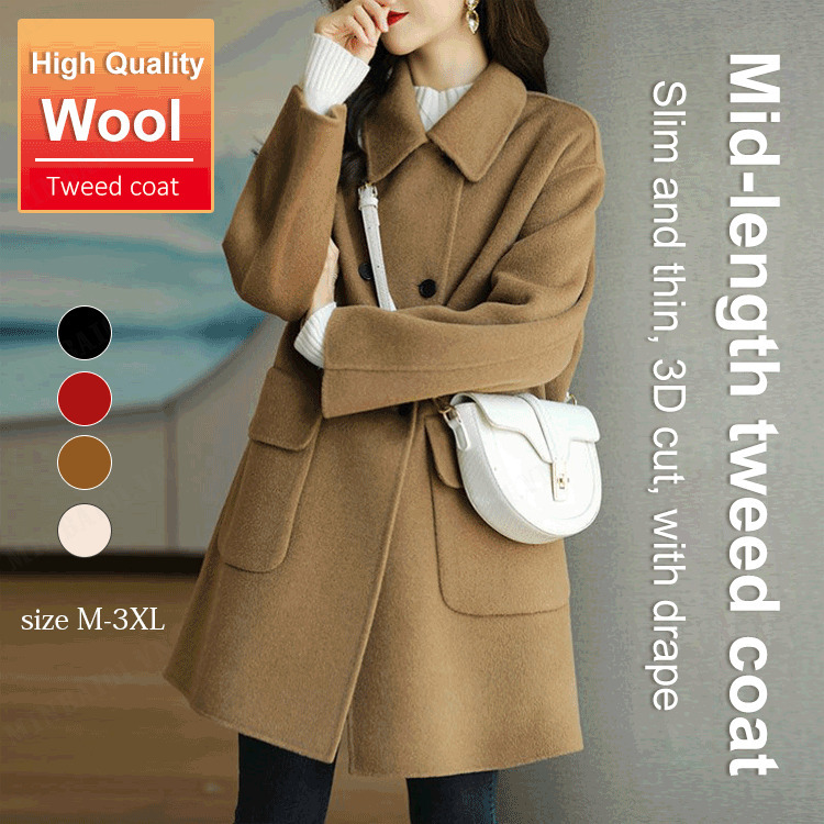 Women's High-end herringbone woolen coat