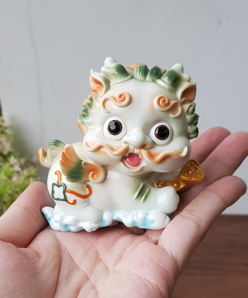 [HCM]Cặp Kỳ Lân sứ size lớn 8x7cm màu trắng