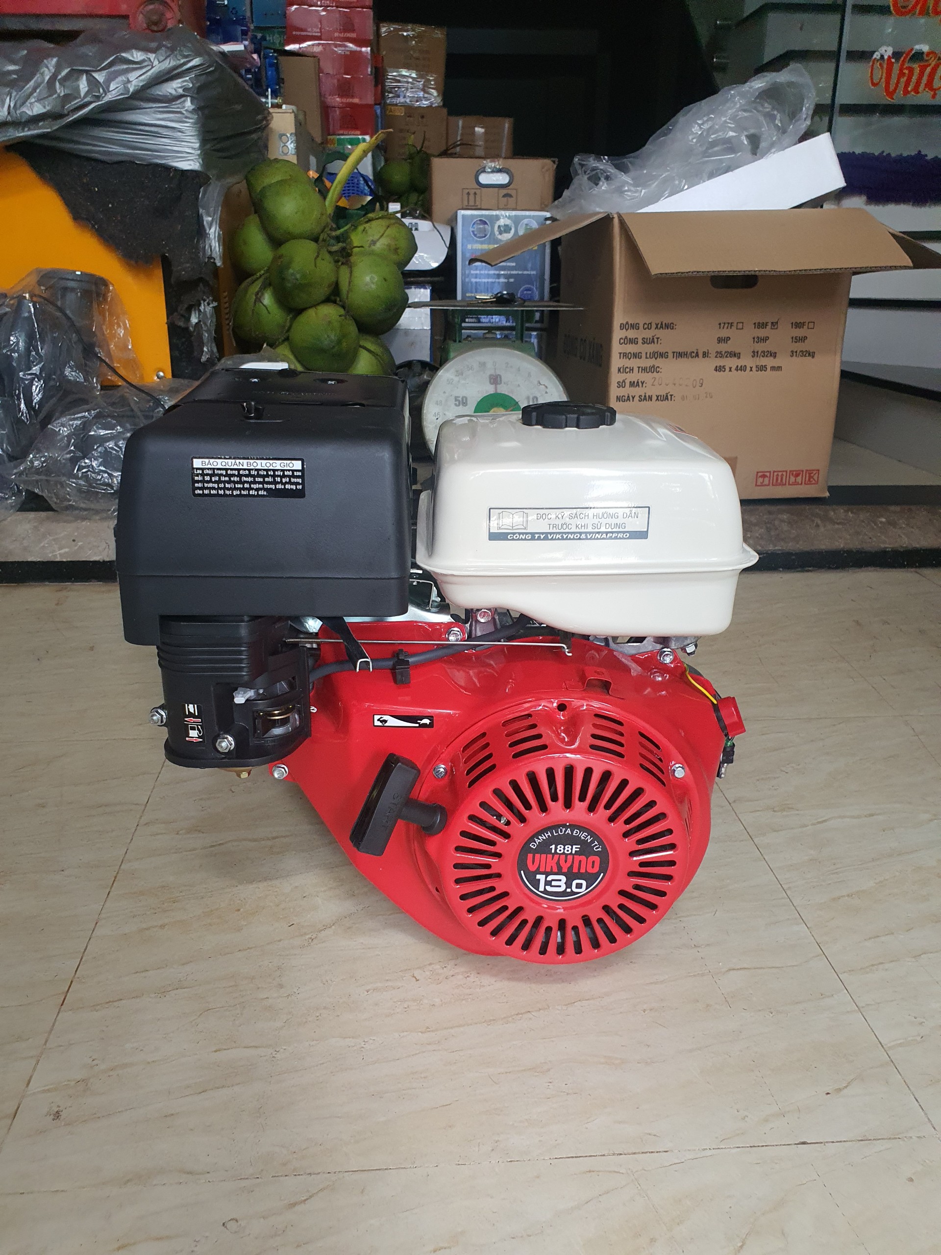 Động cơ xăng Vikyno 188F (13HP) cốt thẳng