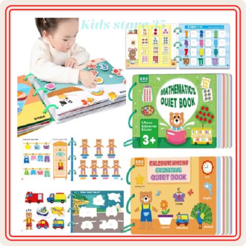 Học liệu bóc dán 17 chủ đề + bóc dán toán học + tập viết xóa được- cho bé phát triển sớm, tư duy toàn diện