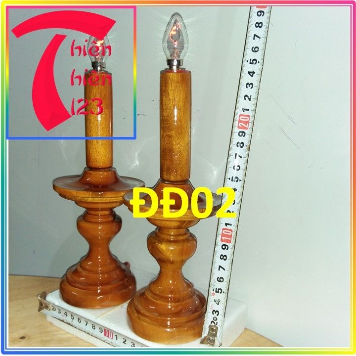 Cặp đèn thờ gỗ tràm. đèn thờ cúng trang trí phong thủy .(đèn đĩa)