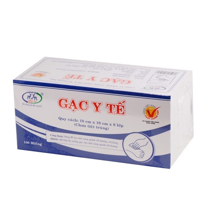 Gạc miếng Đông Pha 10cm x 10cm x 8 lớp (Hộp100 miếng )