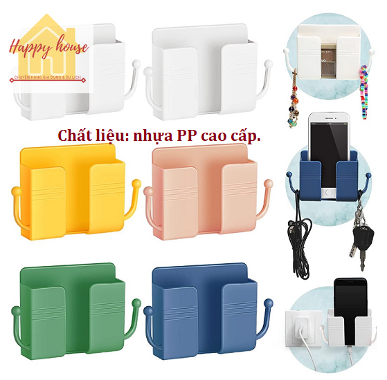 <Sỉ HCM> Kệ Dán Tường Có Tai Để Điện Thoại, Remote, Giá Đỡ Điện Thoại Có Móc Treo Tiện Lợi