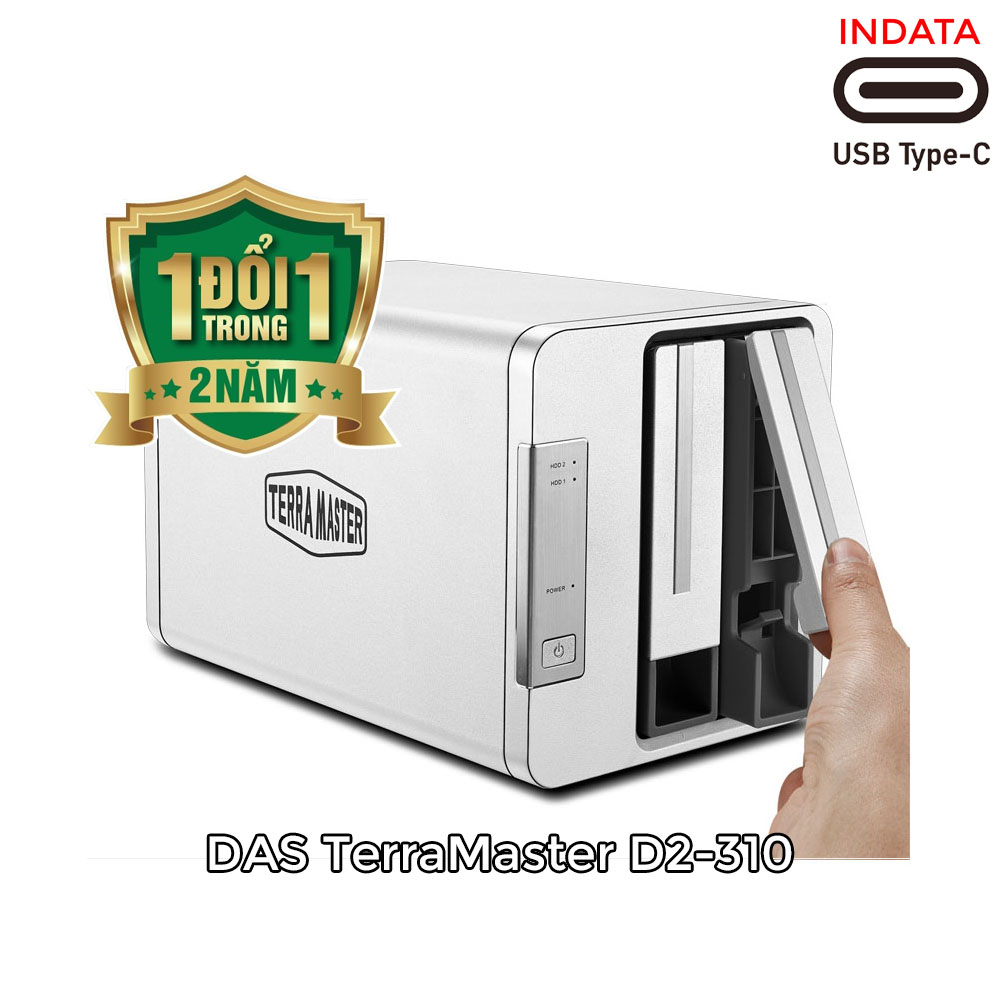 Bộ lưu trữ DAS TerraMaster D2-310 USB Type-C, 2 khay ổ cứng RAID