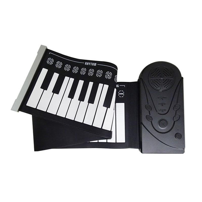New 49 Keypad Black Beginner Practice Player Musical Instrument ABS+silica gel Soft Portable Folding Piano Gift Kidss Toy
