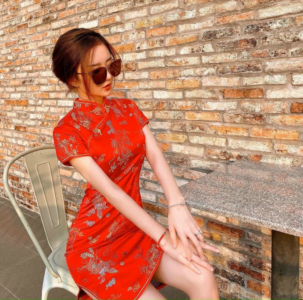 Sườn xám tay con xẻ đùi siêu xinh #suonxam