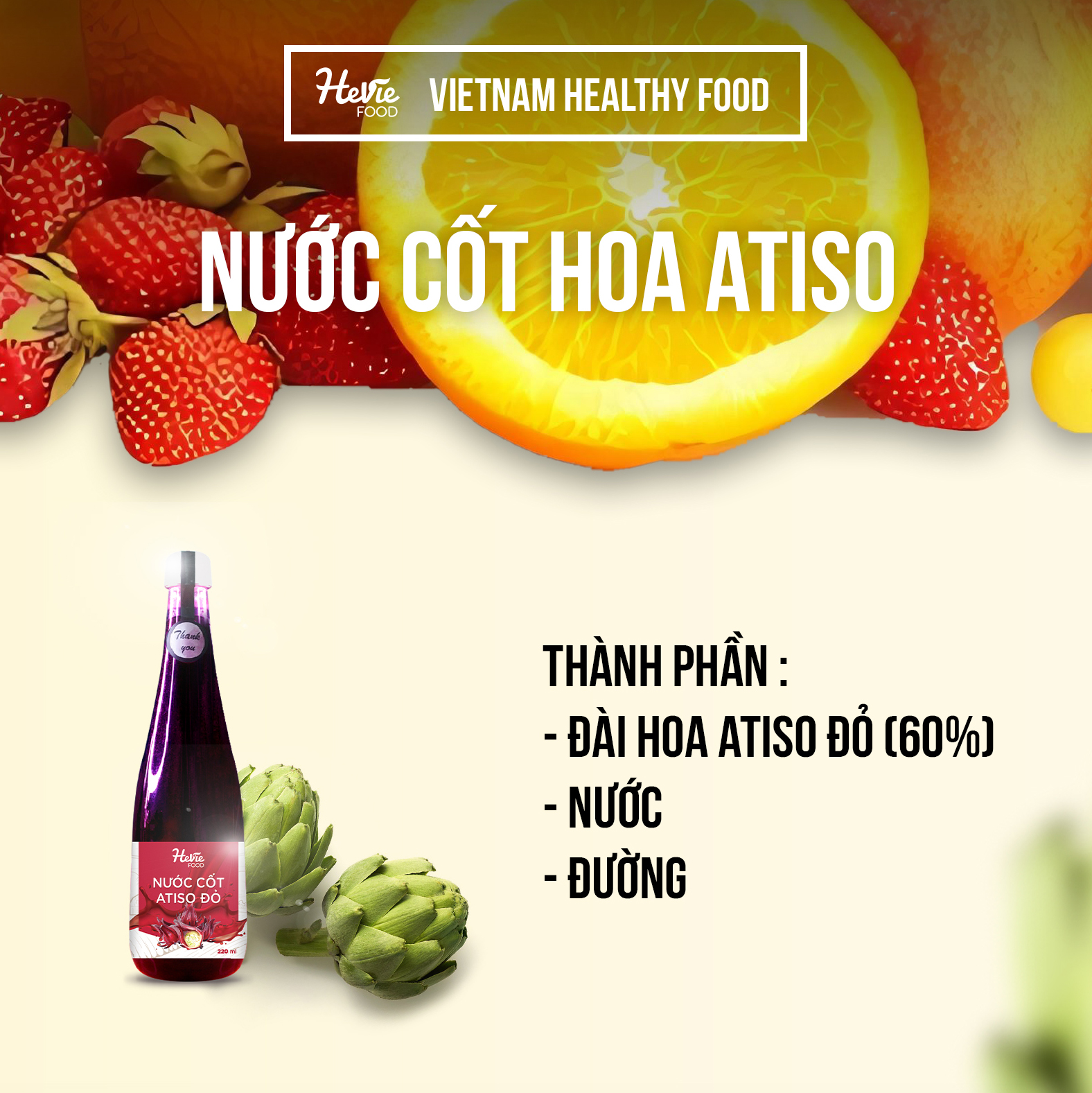 (FREESHIP MAX) Nước cốt Atiso đỏ 500ml HeVieFood - YOOSOO