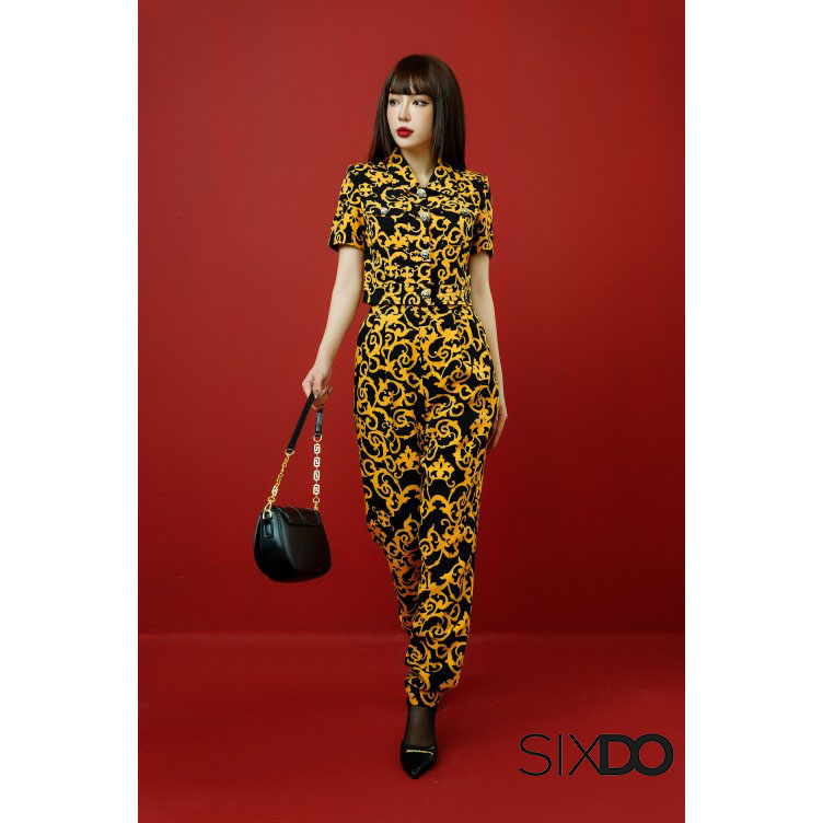 Quần nữ tuýp xi họa tiết baroque SIXDO (Black Baroque Print Pants)