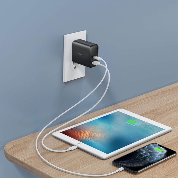 Củ Sạc Aukey PA-D1 2 cổng USB 12W Type-C Power Delivery 30W