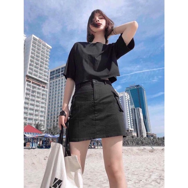 [HCM]Chân váy kaki túi hộp ulzzang