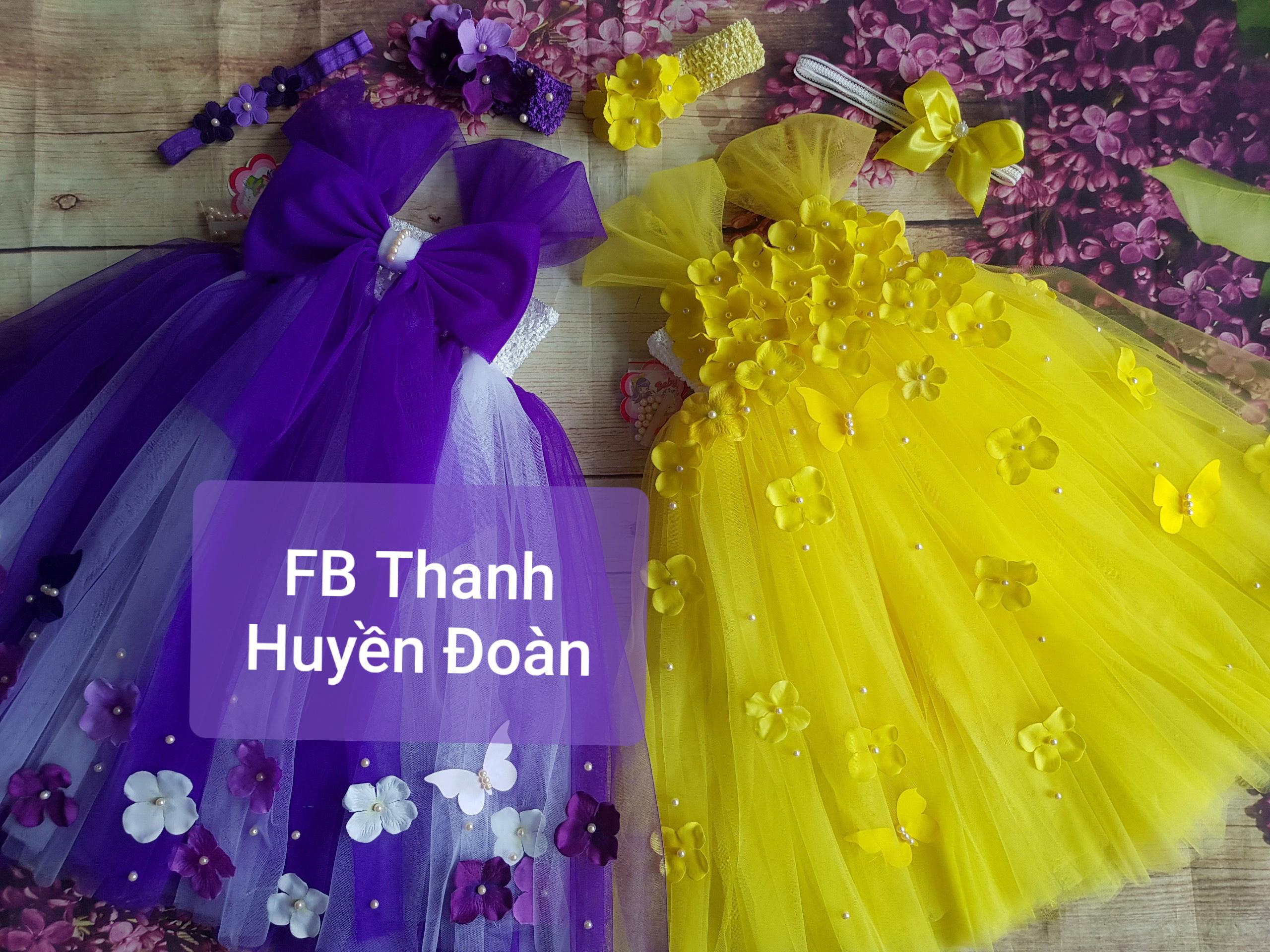 Váy Tutu Công chúa Tím huế xen trắng - Nơ