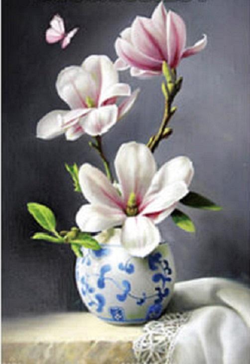 Tranh đính đá bình hoa khoe sắc - lv247