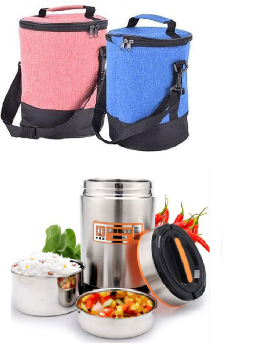 CaMen Hộp Đựng Cơm 3 Ngăn Giữ Nhiệt Inox 304 Kèm Túi Giữ Nhiệt Màu Sắc Trang Nhã
