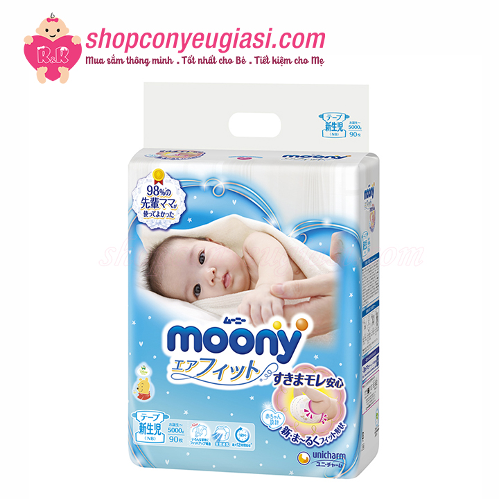 [HCM]Tã - Bỉm Dán Moony NB90 Không Quà - Tã Dán Moony Nhật Giá Sĩ Tại TPHCM