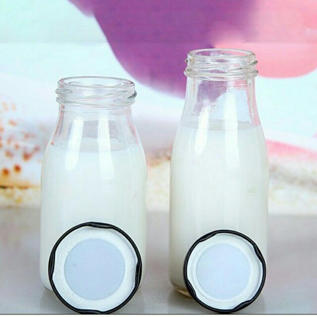 Combo 6 Chai thủy tinh 200ml trơn nắp đen