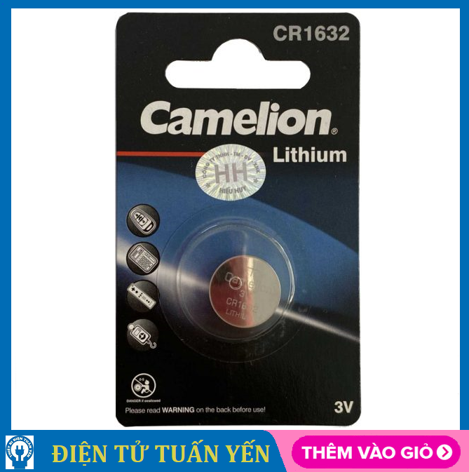 Pin nút áo CR1632 Camelion Lithium 3V (vỉ 1 viên) - Hàng chính hãng