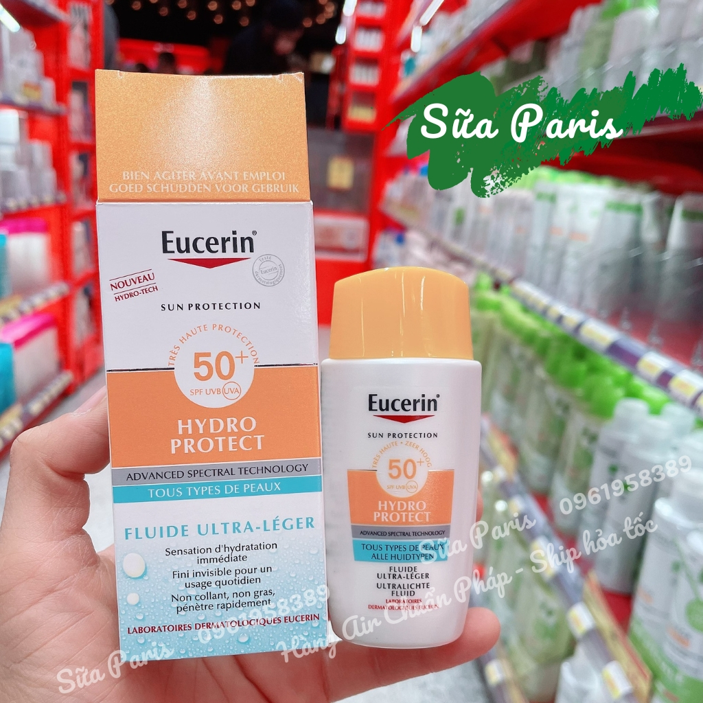 Kem chống nắng Eucerin Sun Fluid SPF50+ , chống nắng, chống uv, ngăn ngừa nám, bảo vệ da_Sữa Paris