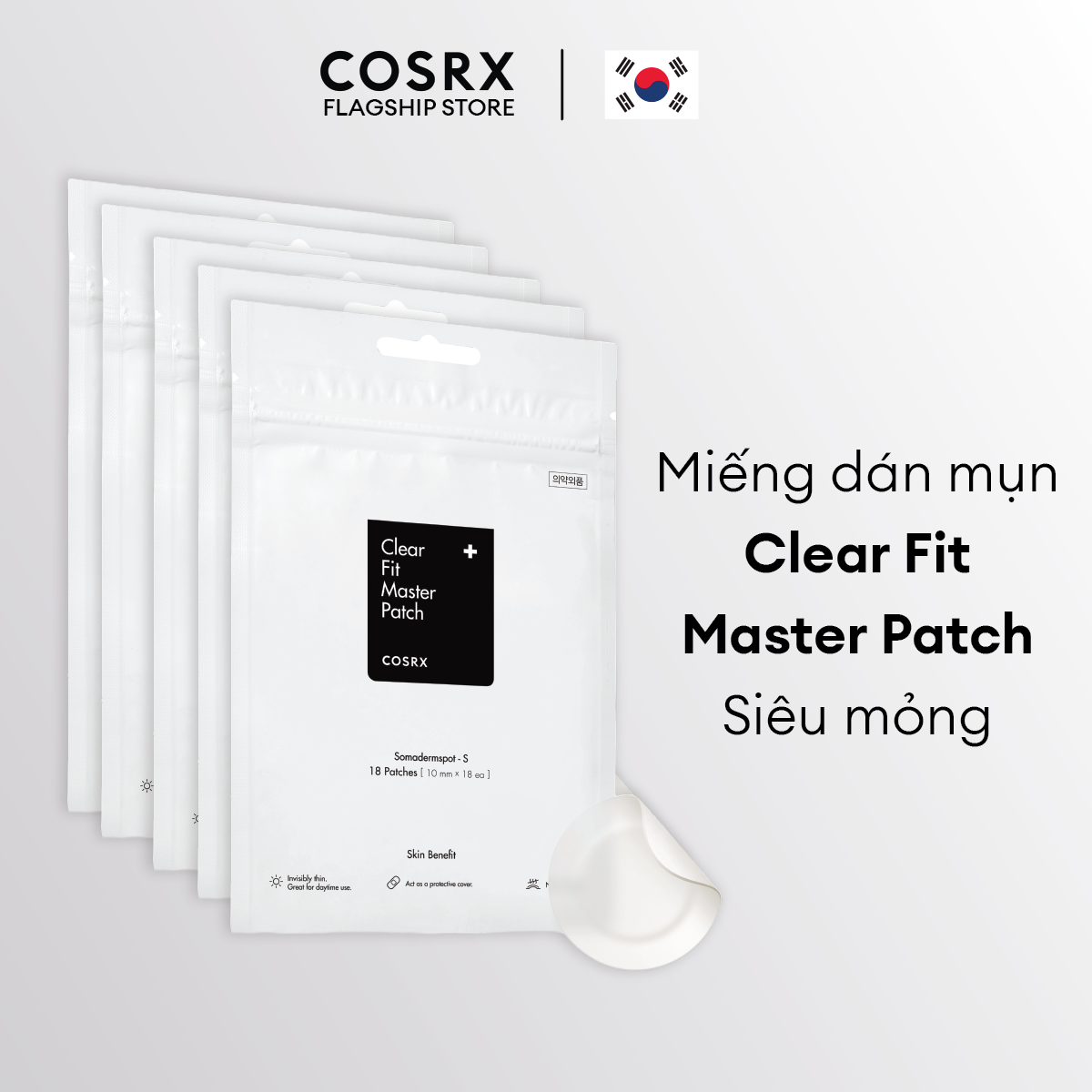 Combo 5 Miếng dán mụn COSRX Clear Fit Master Patch 18 miếng/gói