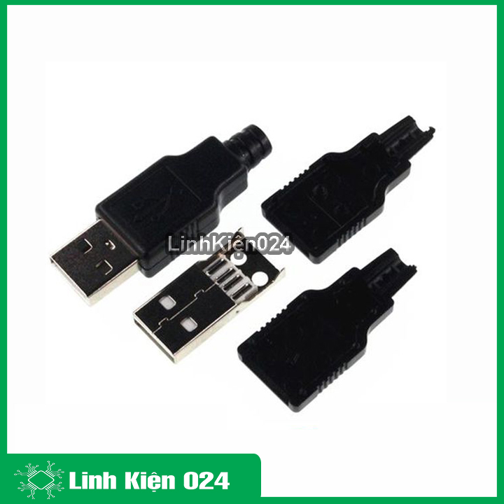 Combo 5 đầu jack cổng usb a đực 4p + vỏ