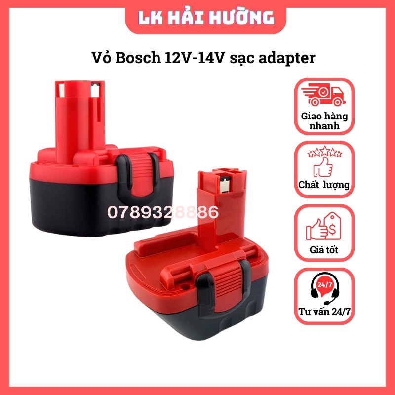 Vỏ pin Bosch 12V-14V Lion, nhận sạc adapter