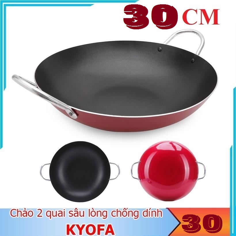 Chảo 2 Quai (D:30CM) Chất Lượng Cao - Chảo Hợp Kim Nhôm Chống Dính Siêu Bền và Khả Năng Chịu Nhiệt Cao