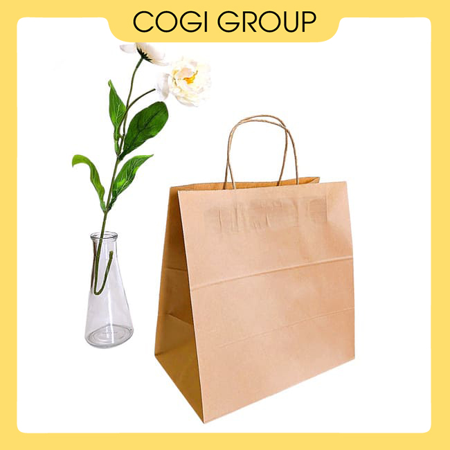 Túi giấy kraft có quai nhiều size dùng 1 lần bảo vệ môi trường chính hãng COGI