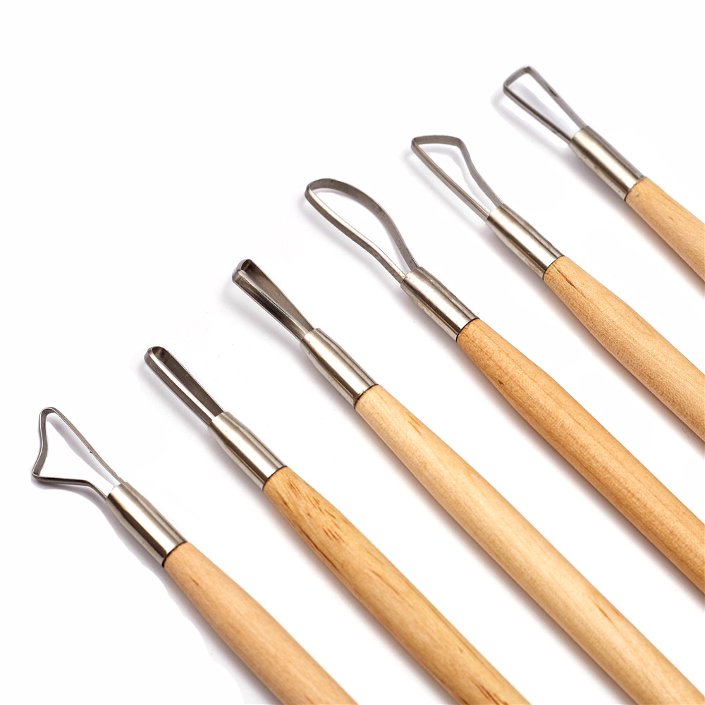 Bộ 6 dụng cụ điêu khắc đất sét cào đầu dẹp