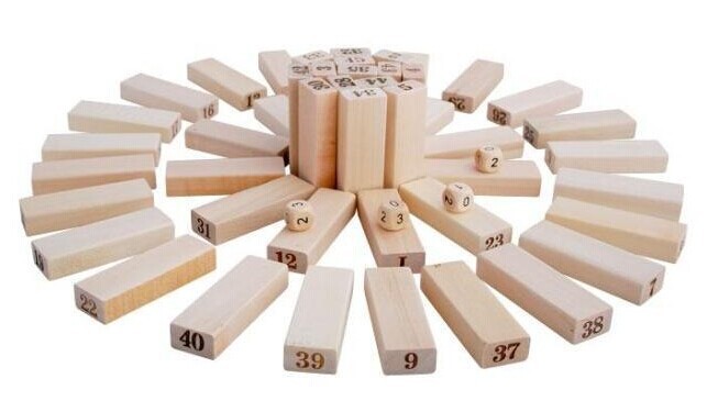 Bộ Đồ Chơi Rút Gỗ Màu LOẠI LỚN 48 Thanh Gỗ 1 Viên Xí Ngầu -Trò Chơi Rút Gỗ WOOD TOYS Hàng Cao Cấp