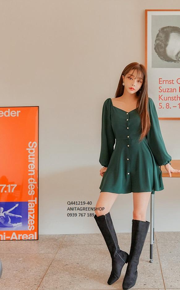 Q441219 đầm xòe cổ vuông dễ thương