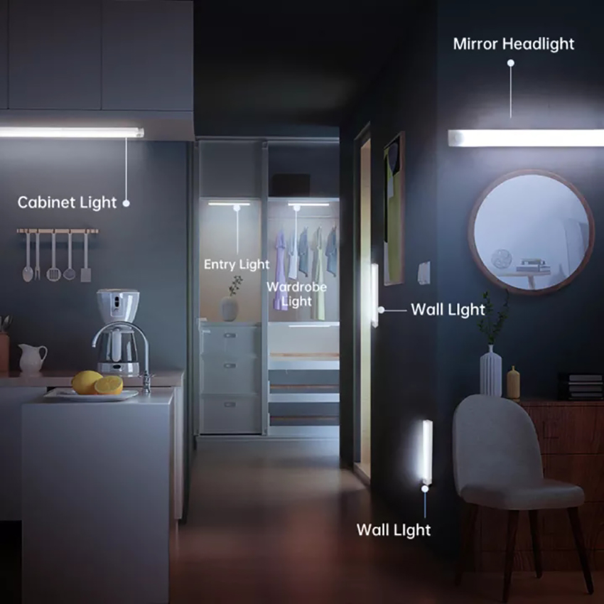 Warmtaste Wireless LED Motion Sensor Night Light USB Rechargeable Under Kitchen Cabinet Lights for Home Wardrobe Bedroom Room Warm White Decoration Lamp