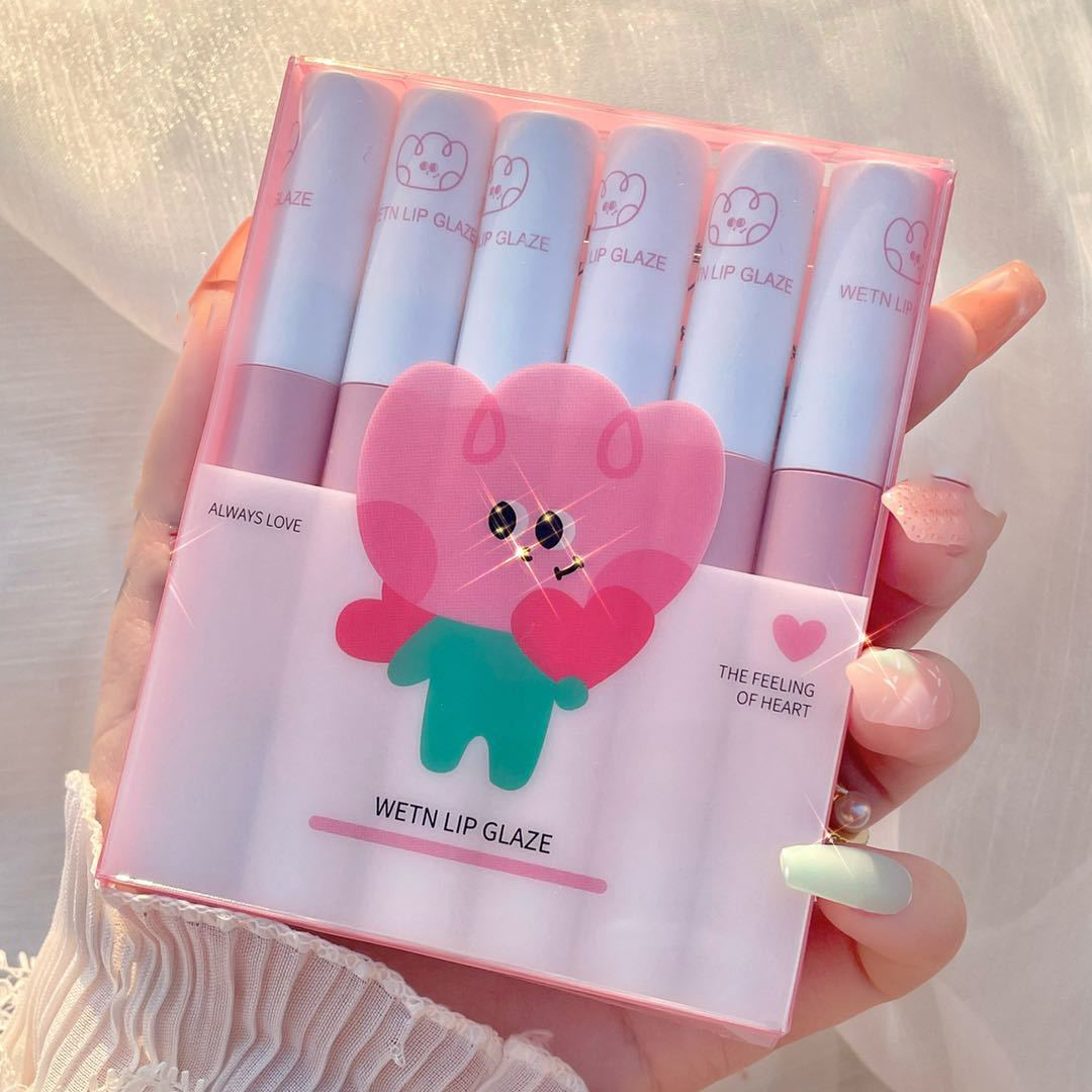 6 Cái/bộ Son Môi Men Mềm Không Thấm Nước Lâu Dài Xu Hướng Hot Son Môi Trong Nước Giá Rẻ Son Môi