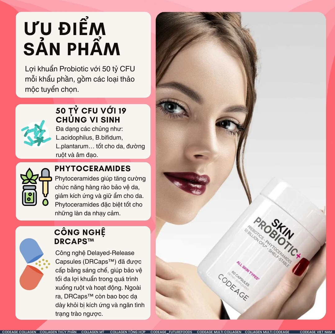 Viên Uống Lợi Khuẩn Cho Da CODEAGE Skin Probiotic 60 Viên