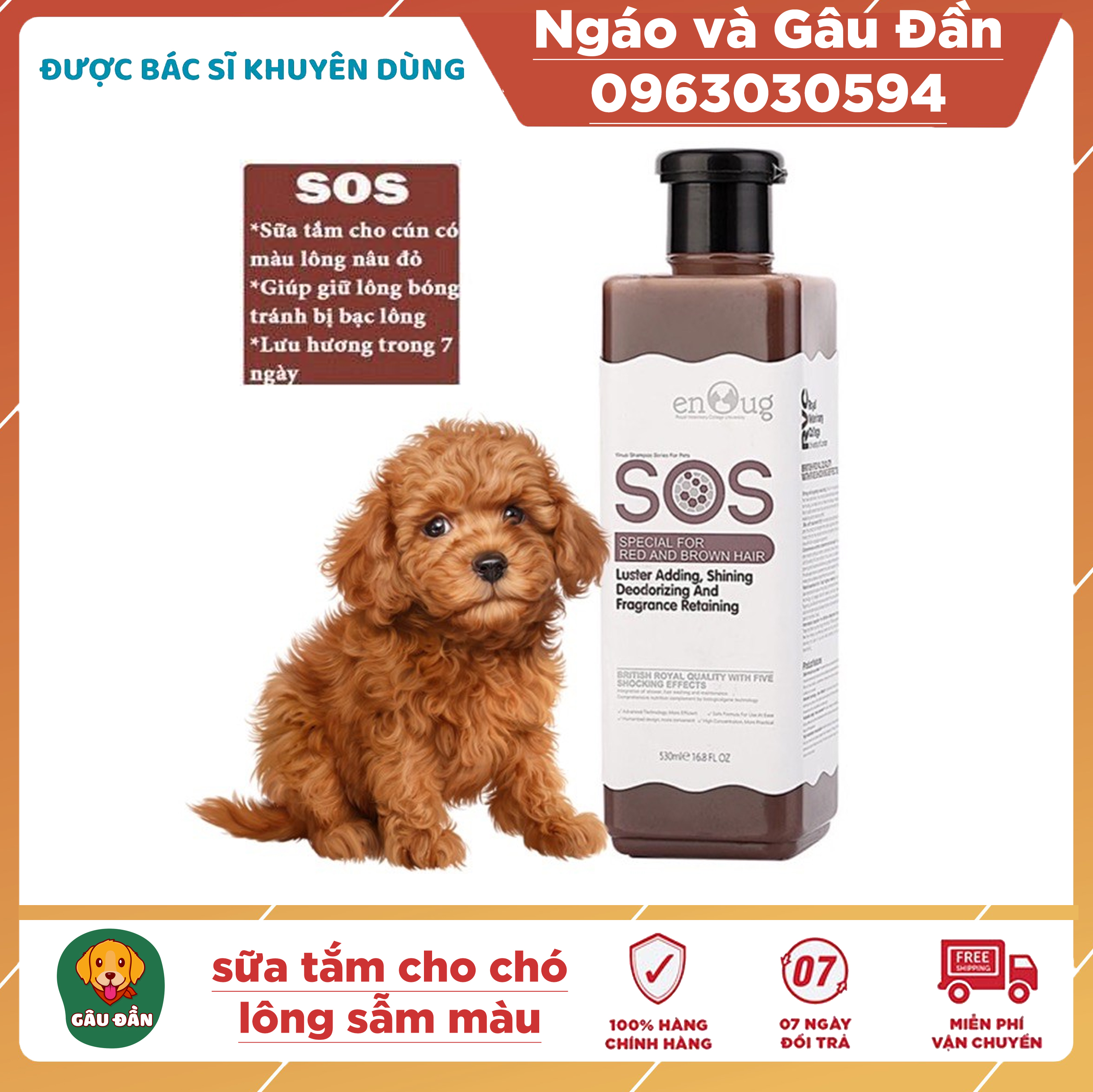 Sữa tắm cho chó lông nâu và sẫm màu SOS 530ml