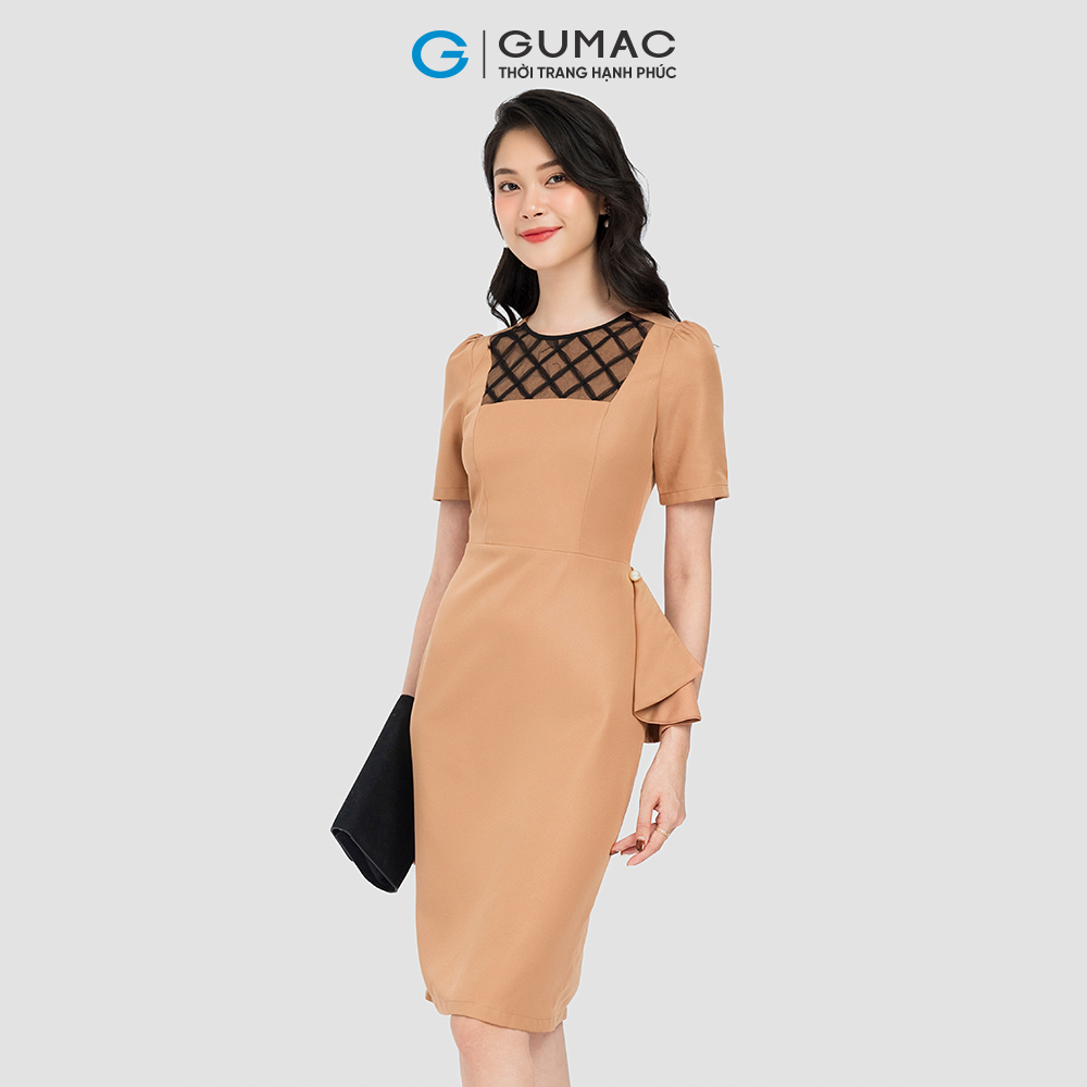 Đầm body GUMAC, đầm body phối nơ bên eo LD0815