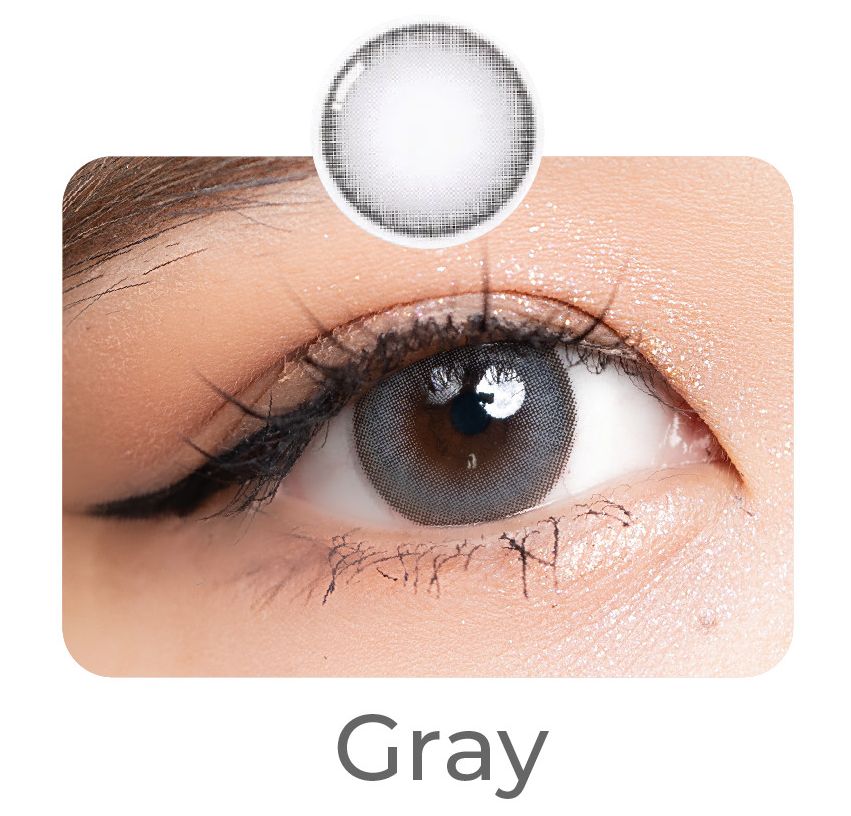 Kính áp tròng 1 tháng lens xoắn lens sáng nhẹ 2 dải màu có viền tròn mắt olens nils gray brown