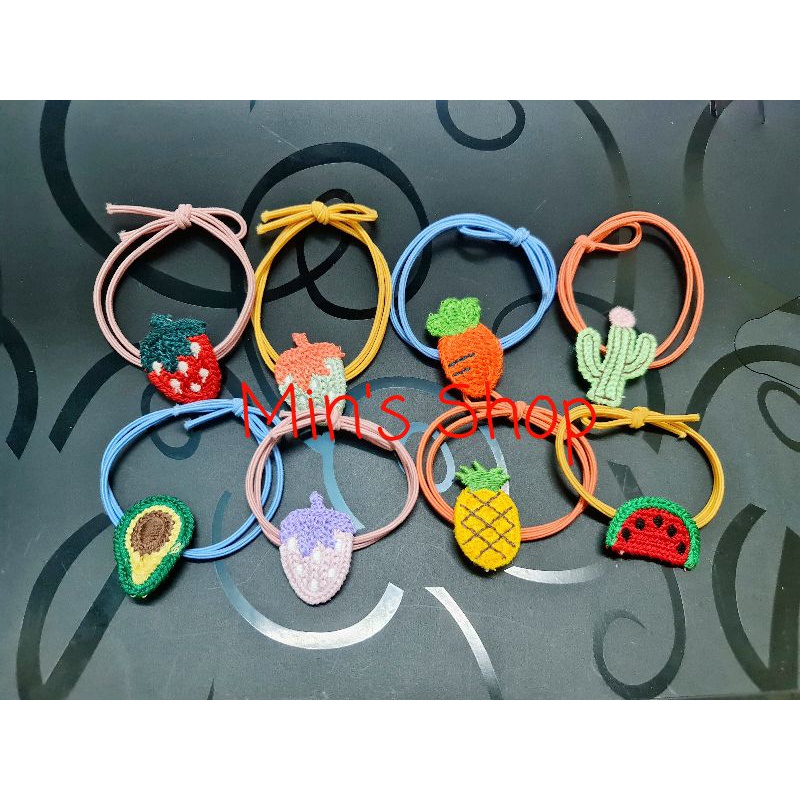 Set 5 dây buộc tóc len trái cây