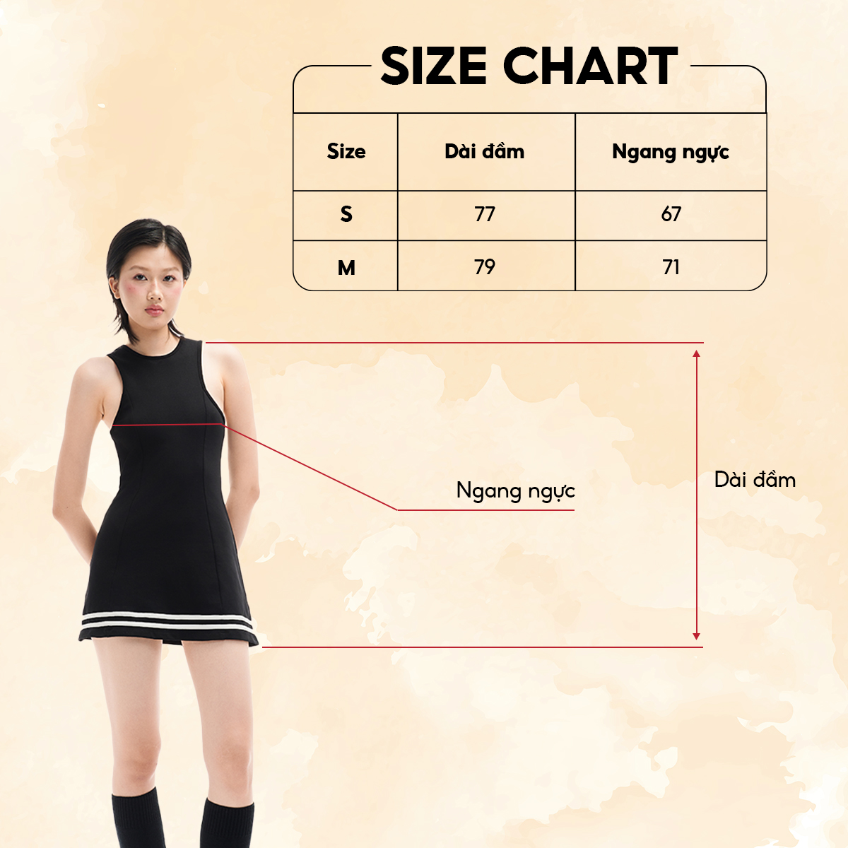 DOTTIE - Đầm sát nách phối viền - Đen - D0541